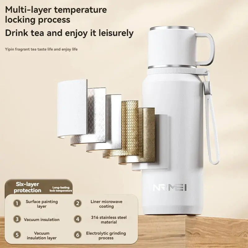 1.5L Stainless Steel Thermos Bottle – Vacuum Insulated Flask for Hot Coffee, Tea & Cold Drinks  Honesty Sales U.K