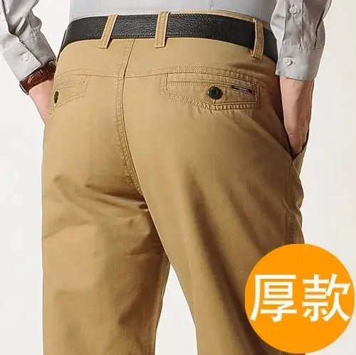 100% Cotton Spring Men Casual Pants Hight Waist Straight Mens Pants Black Army Khaki Man Trousers Plus Size 38 40 42 Autumn - Honesty Sales