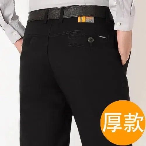 100% Cotton Spring Men Casual Pants Hight Waist Straight Mens Pants Black Army Khaki Man Trousers Plus Size 38 40 42 Autumn - Honesty Sales