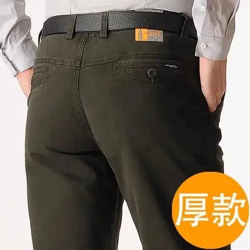 100% Cotton Spring Men Casual Pants Hight Waist Straight Mens Pants Black Army Khaki Man Trousers Plus Size 38 40 42 Autumn - Honesty Sales
