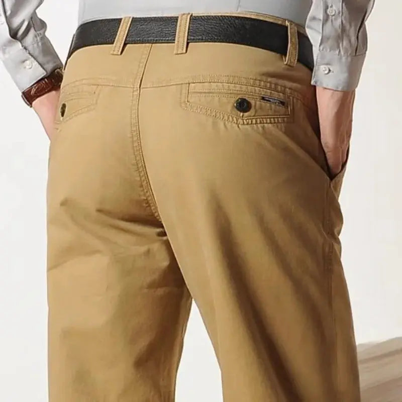 100% Cotton Spring Men Casual Pants Hight Waist Straight Mens Pants Black Army Khaki Man Trousers Plus Size 38 40 42 Autumn  Honesty Sales U.K