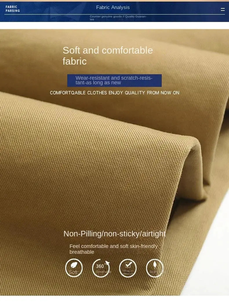 100% Cotton Spring Men Casual Pants Hight Waist Straight Mens Pants Black Army Khaki Man Trousers Plus Size 38 40 42 Autumn Zweitbild