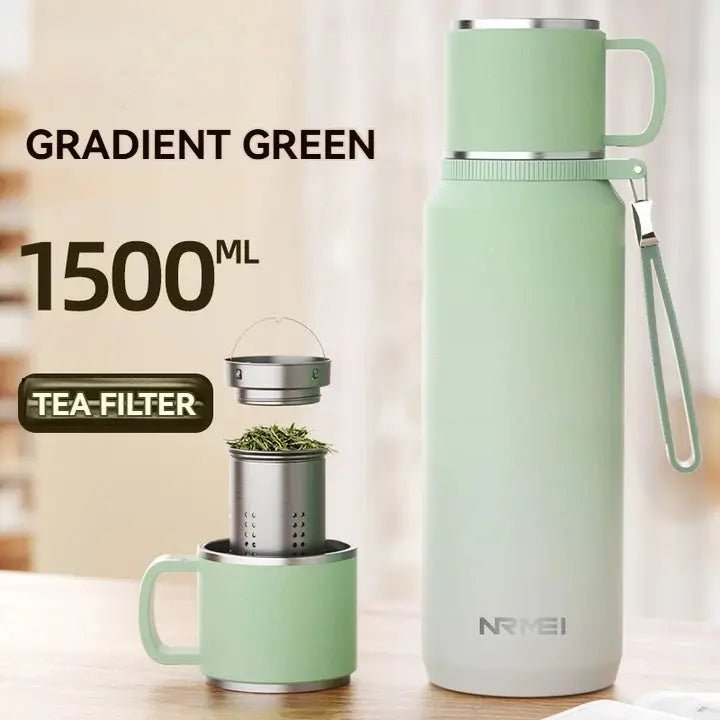1.5L Stainless Steel Thermos Bottle – Vacuum Insulated Flask for Hot Coffee, Tea & Cold Drinks - Honesty Sales