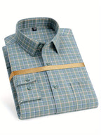 Men’s Summer Plaid Long Sleeve Shirt – Trendy, Breathable, Comfortable Casual Wear