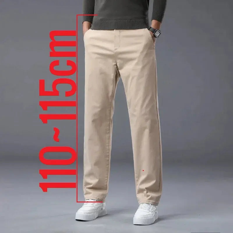 190 Cm Tall Men's Pants Summer Straight Chino Trouser Male Stretch Cotton Office Work Extra Long Leg Length 115 110cm Lengthed  Honesty Sales U.K Hauptbild