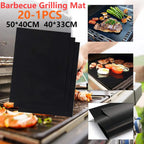 1–20Pcs Non-Stick BBQ Grill Mat – Reusable Heat-Resistant Outdoor Baking Sheet Pad for Barbecue, 40x50cm & 33x40cm  Honesty Sales U.K