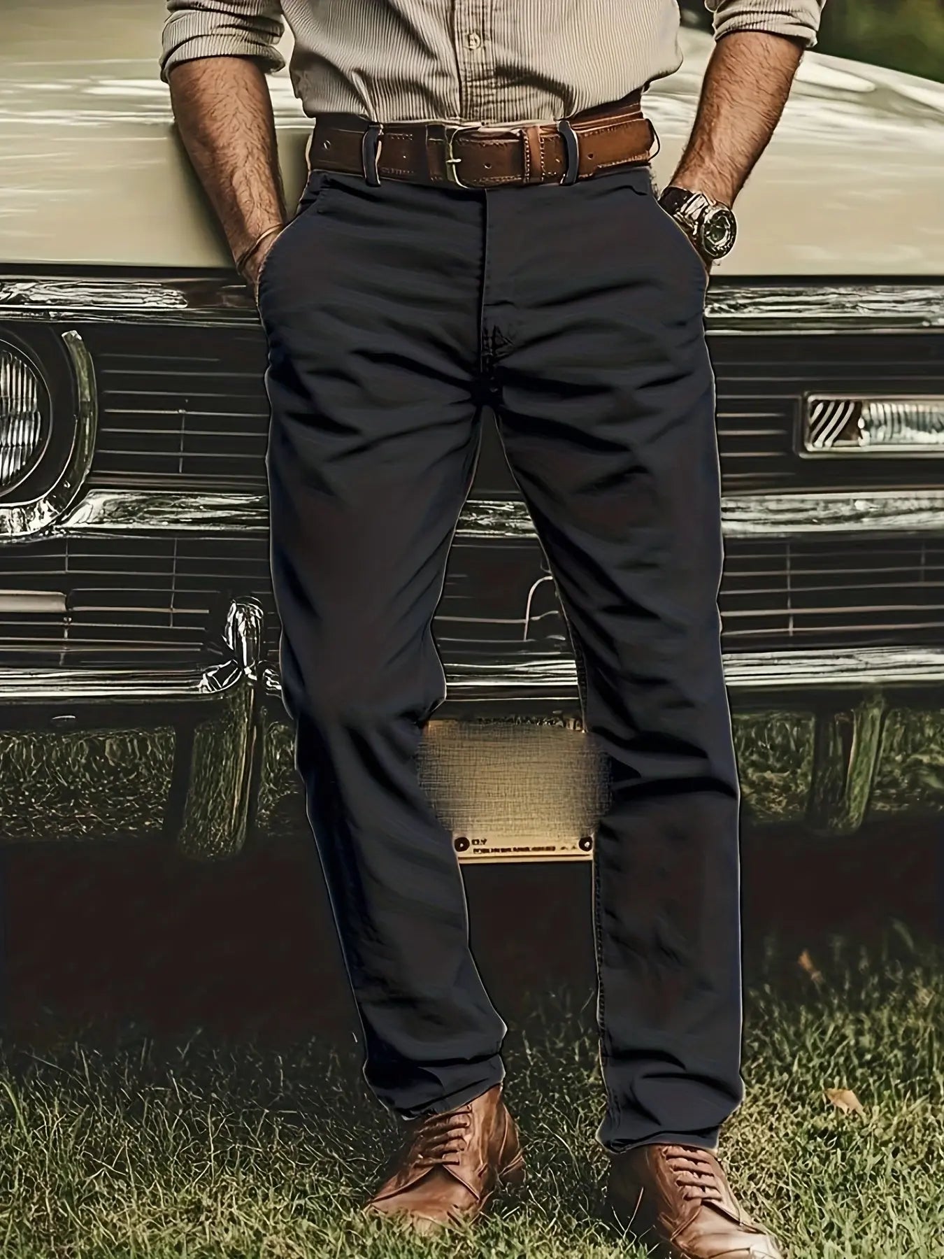 2-Pack Men’s Chino Pants – Regular Fit Stretch Business Casual Trousers Zweitbild