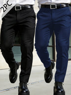 2-Pack Men’s Elastic Casual Business Trousers – Regular Fit  Honesty Sales U.K