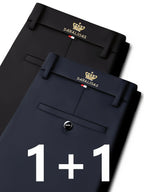 2-Pack Men’s Straight-Leg Business Trousers – Elastic Waist, Wrinkle-Resistant  Honesty Sales U.K