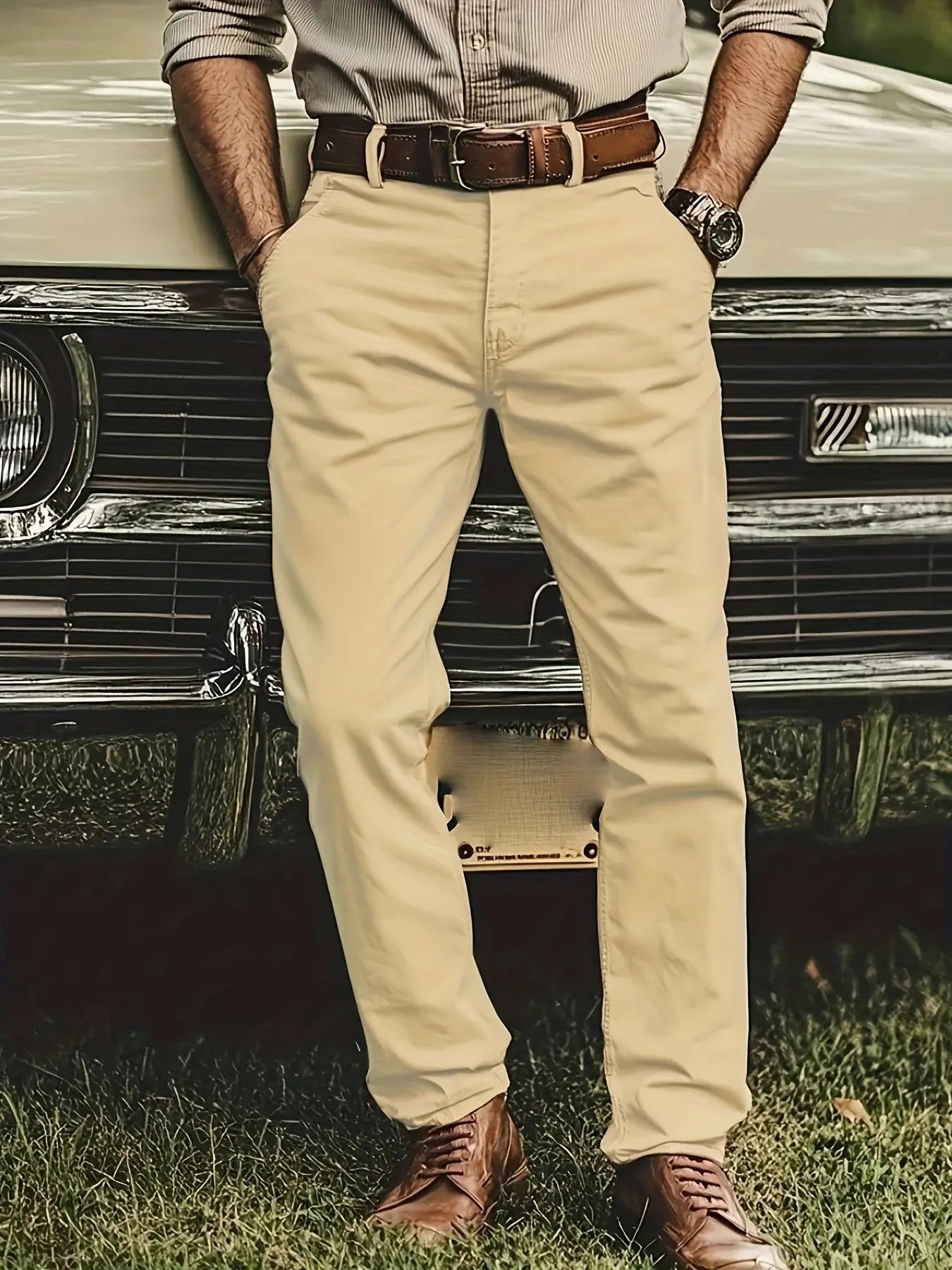 2 - Pack Men’s Chino Pants – Regular Fit Stretch Business Casual Trousers - Honesty Sales