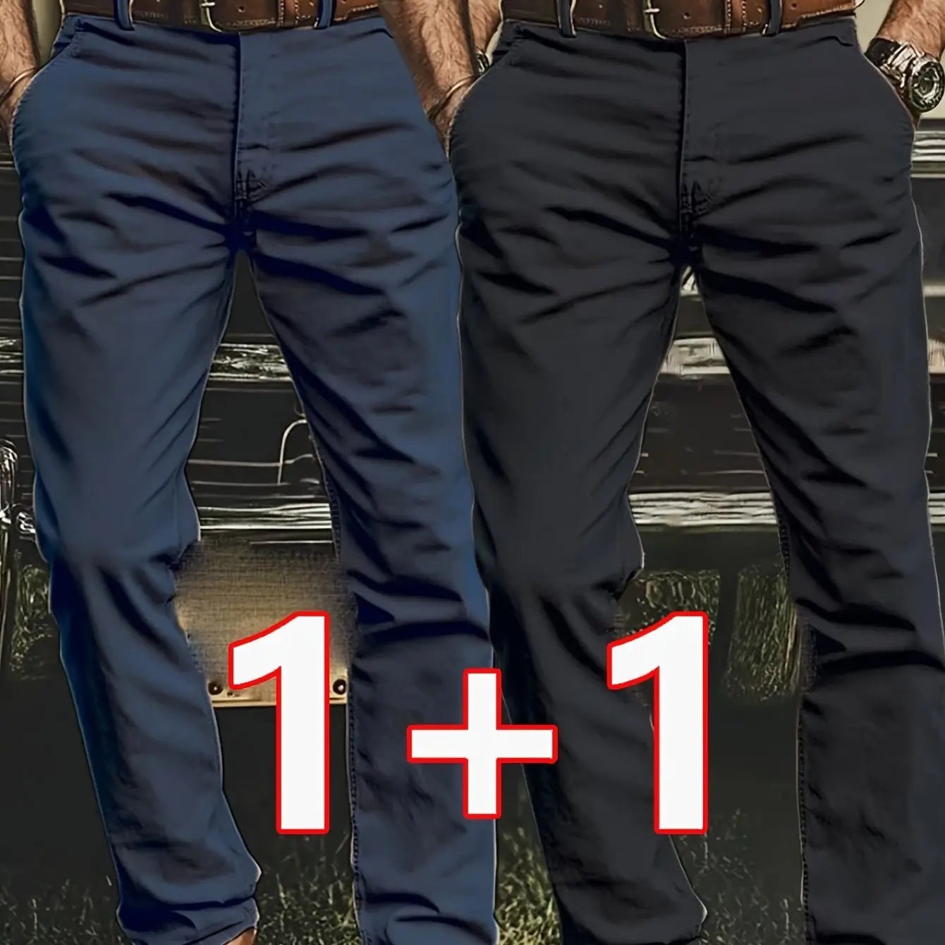 2 - Pack Men’s Chino Pants – Regular Fit Stretch Business Casual Trousers - Honesty Sales
