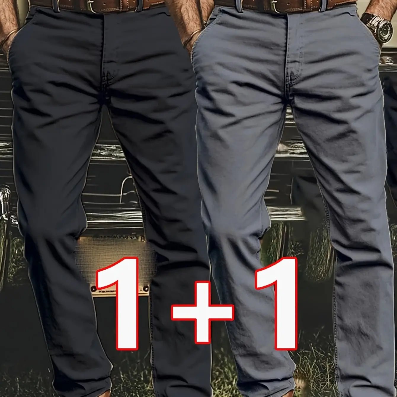 2 - Pack Men’s Chino Pants – Regular Fit Stretch Business Casual Trousers - Honesty Sales