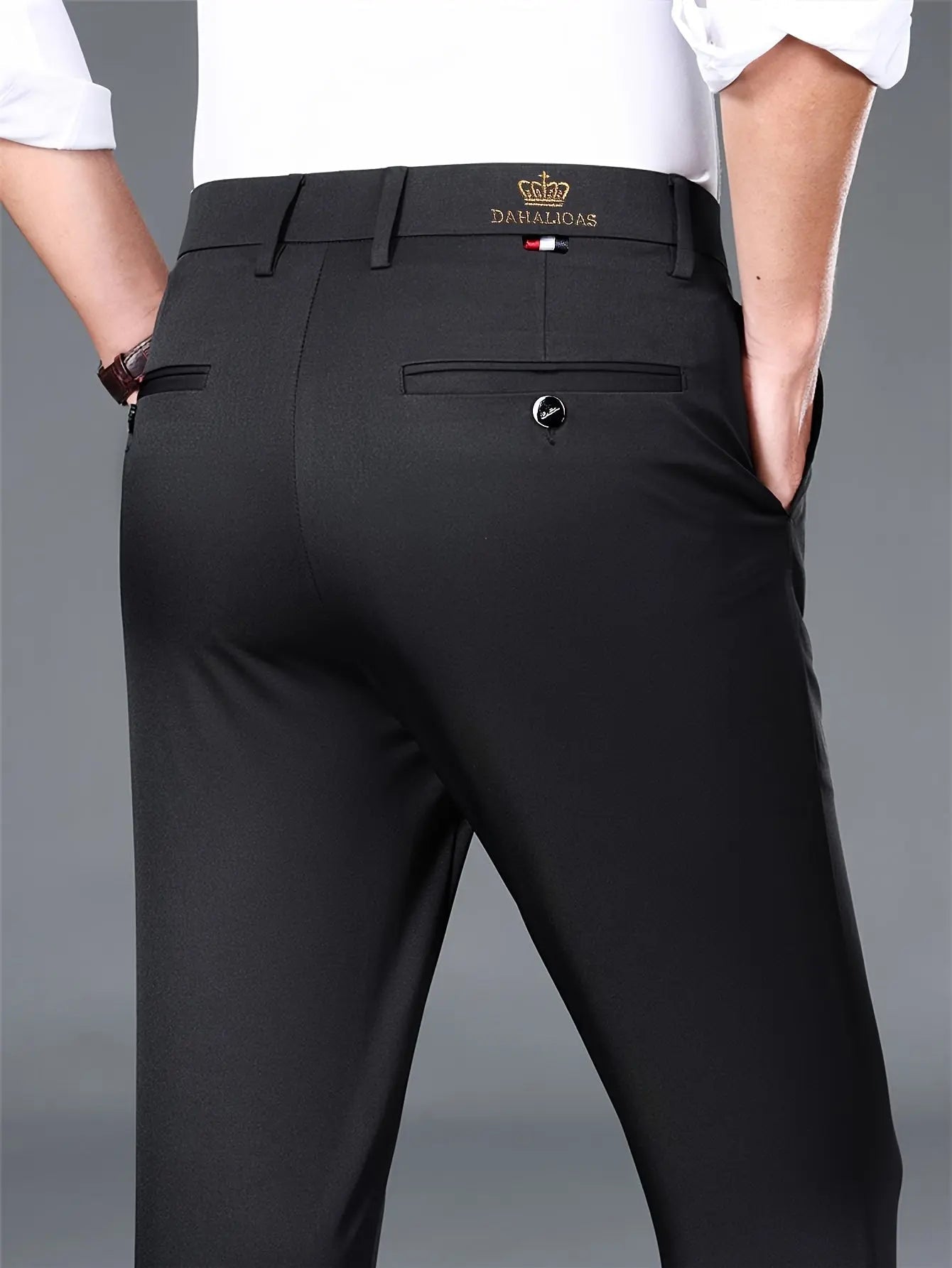 2 - Pack Men’s Straight - Leg Business Trousers – Elastic Waist, Wrinkle - Resistant - Honesty Sales