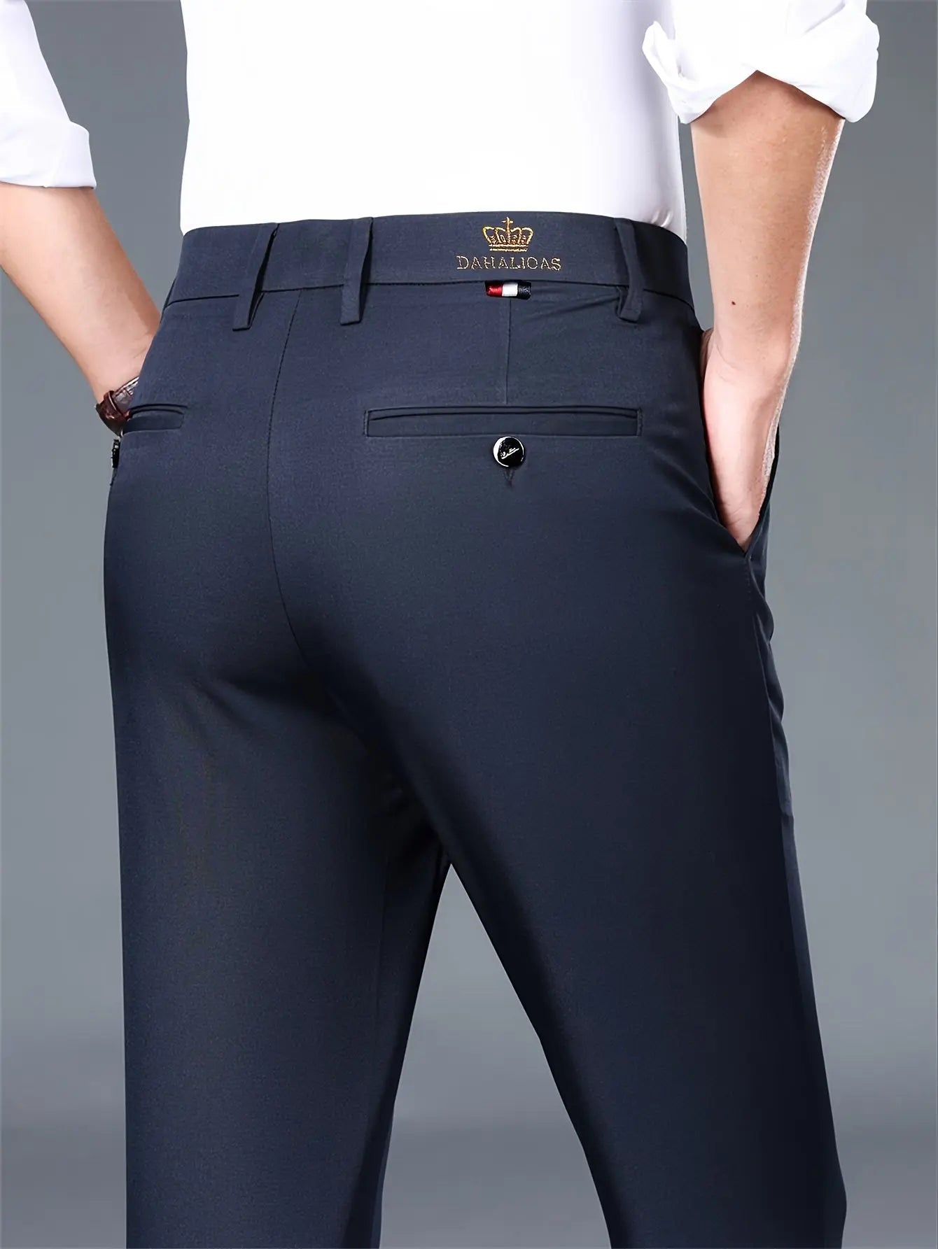 2 - Pack Men’s Straight - Leg Business Trousers – Elastic Waist, Wrinkle - Resistant - Honesty Sales
