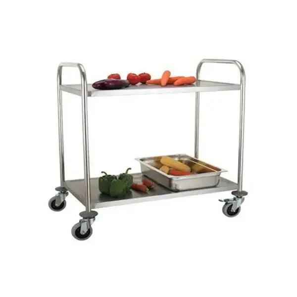 2 Tier Stainless Steel Trolley, Round Tube 1 - Honesty Sales