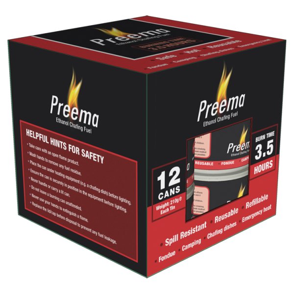 Preema Ethanol Chafing Fuel 3.5 hour 12 pack (72 x Sgl)