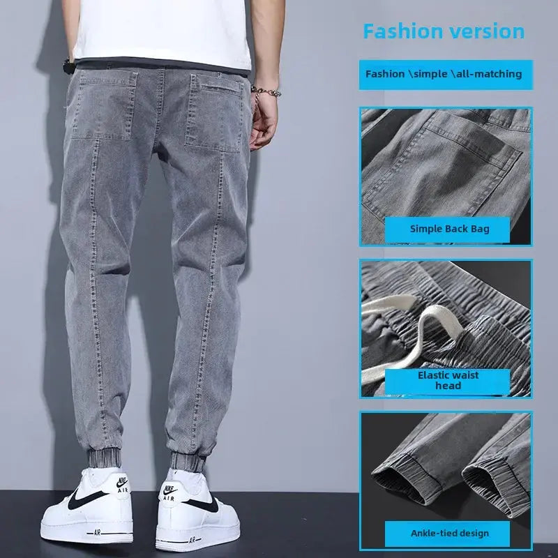 2023 Spring Autumn New Loose-fit Men's Jeans Casual Versatile Trendy Long Pants Bundle Feet Harem Pants Male Dropshipman