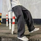 2025 New Streetwear Loose Jeans Men Korean Style Fashion Loose Straight Wide Leg Pants Men's Brand Clothing Black Light Blue  Honesty Sales U.K