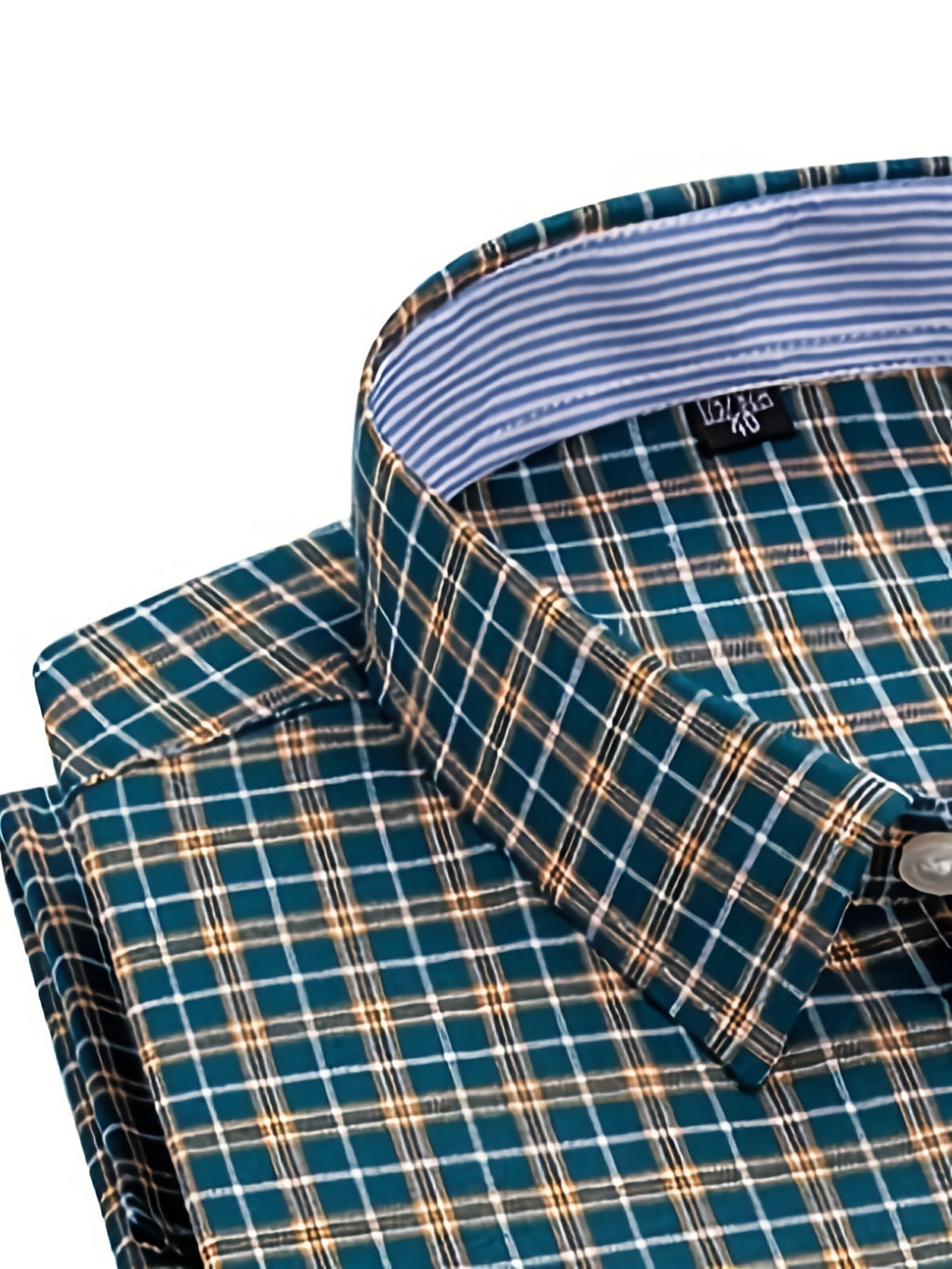 Pure  Men's Single Cuff Shirt, Plaid Design for Dating and Business