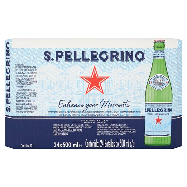 San Pellegrino Sparkling Water Glass Bottle 500ml (24 x 500ml)