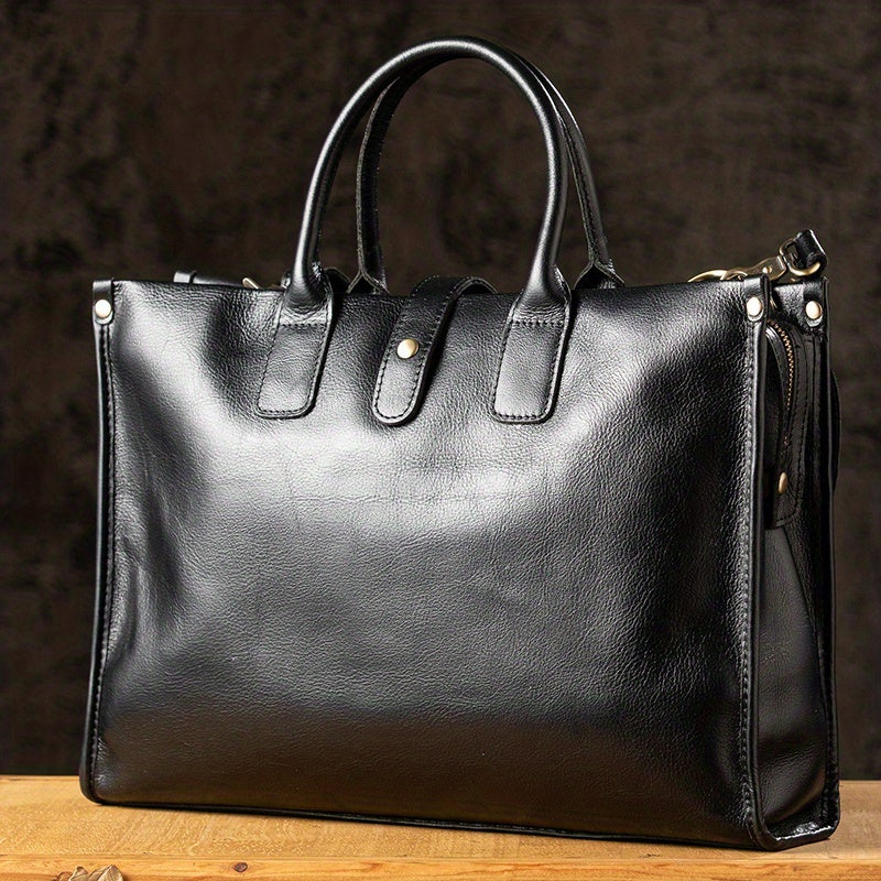 Men’s Handmade Genuine Leather Briefcase – High-End Top-Grain Laptop Shoulder Bag Main image