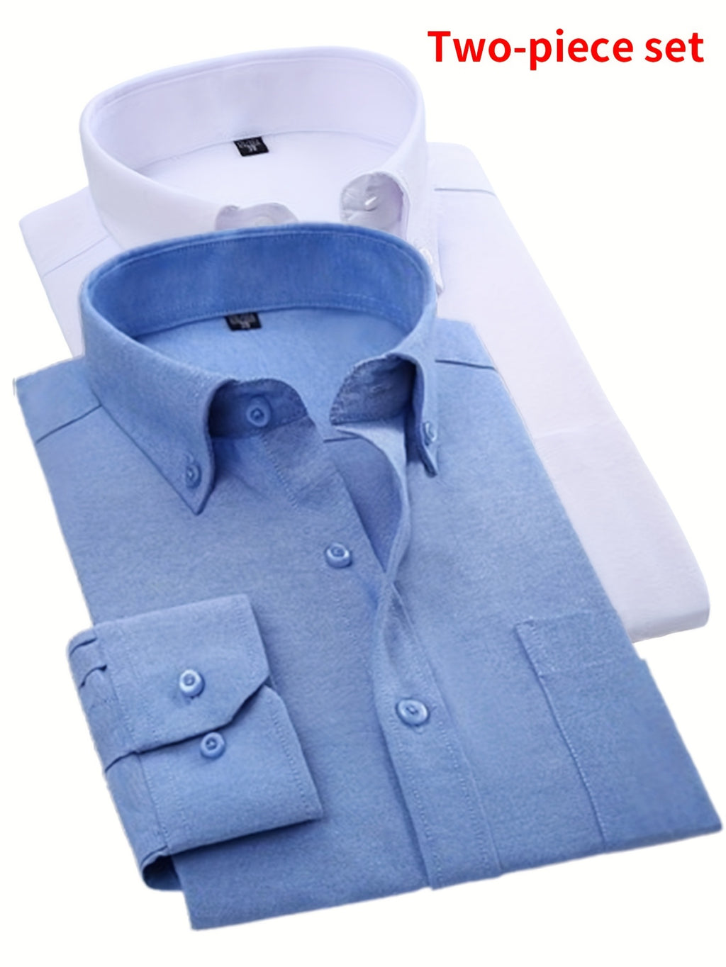 Men’s Oxford Cloth Shirt Two-Piece Set – Durable Business Casual Button-Up Outfit