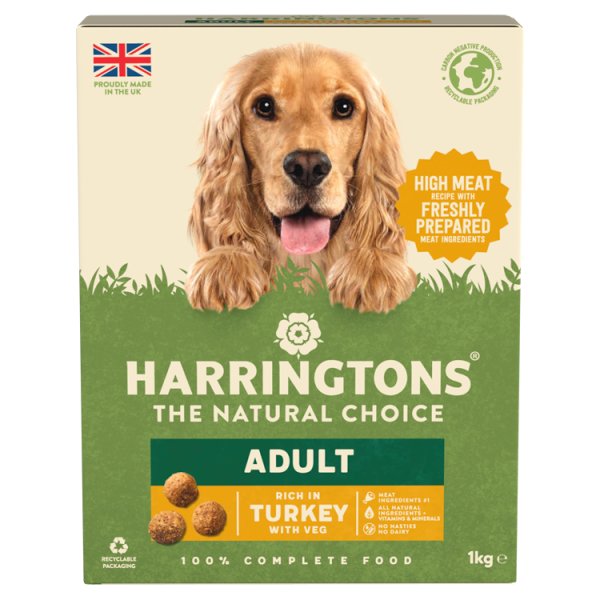 Harringtons Rich in Turkey with Veg Dry Adult Dog Food 1kg (5 x 1kg)