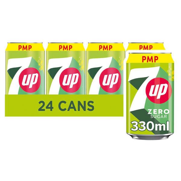 7UP Zero Sugar Free Lemon & Lime Can PMP 330ml (24 x 330ml)