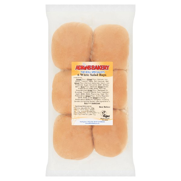 Adkins Bakery 6 White Salad Baps (1 x 6s)