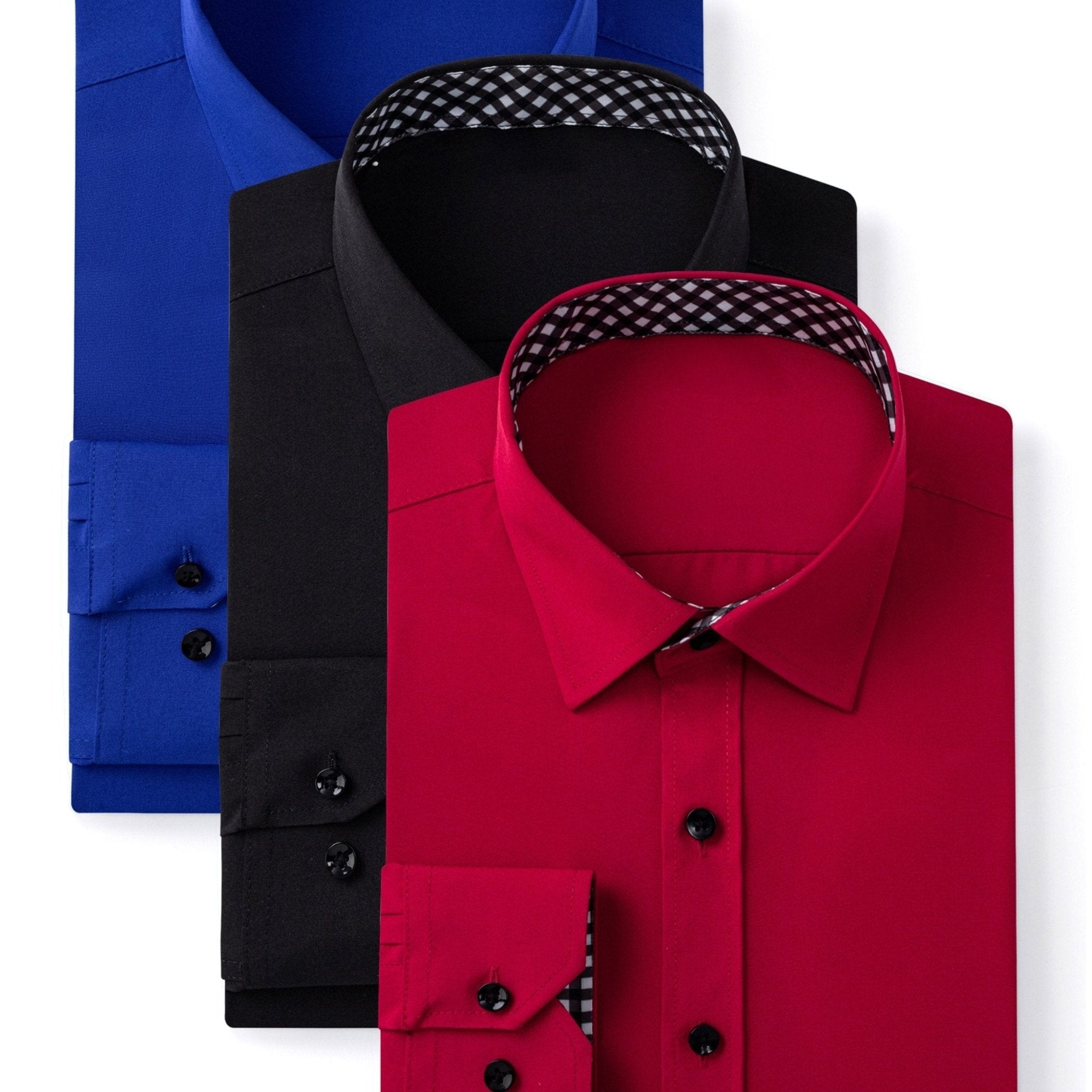 3 - Pack Men’s Long Sleeve Dress Shirts – Solid Color, Button - Up, Wrinkle - Resistant, Regular Fit - Honesty Sales
