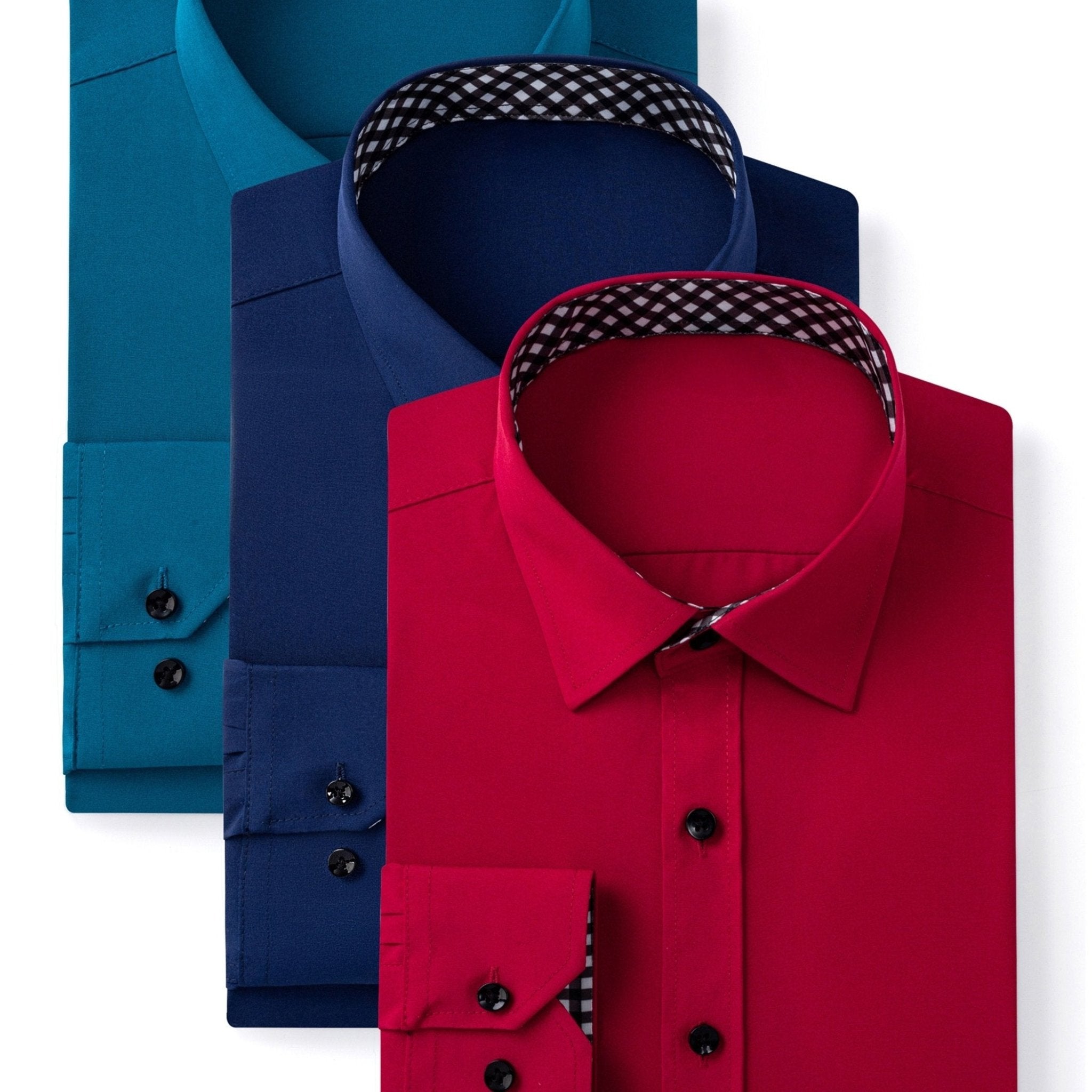 3 - Pack Men’s Long Sleeve Dress Shirts – Solid Color, Button - Up, Wrinkle - Resistant, Regular Fit - Honesty Sales
