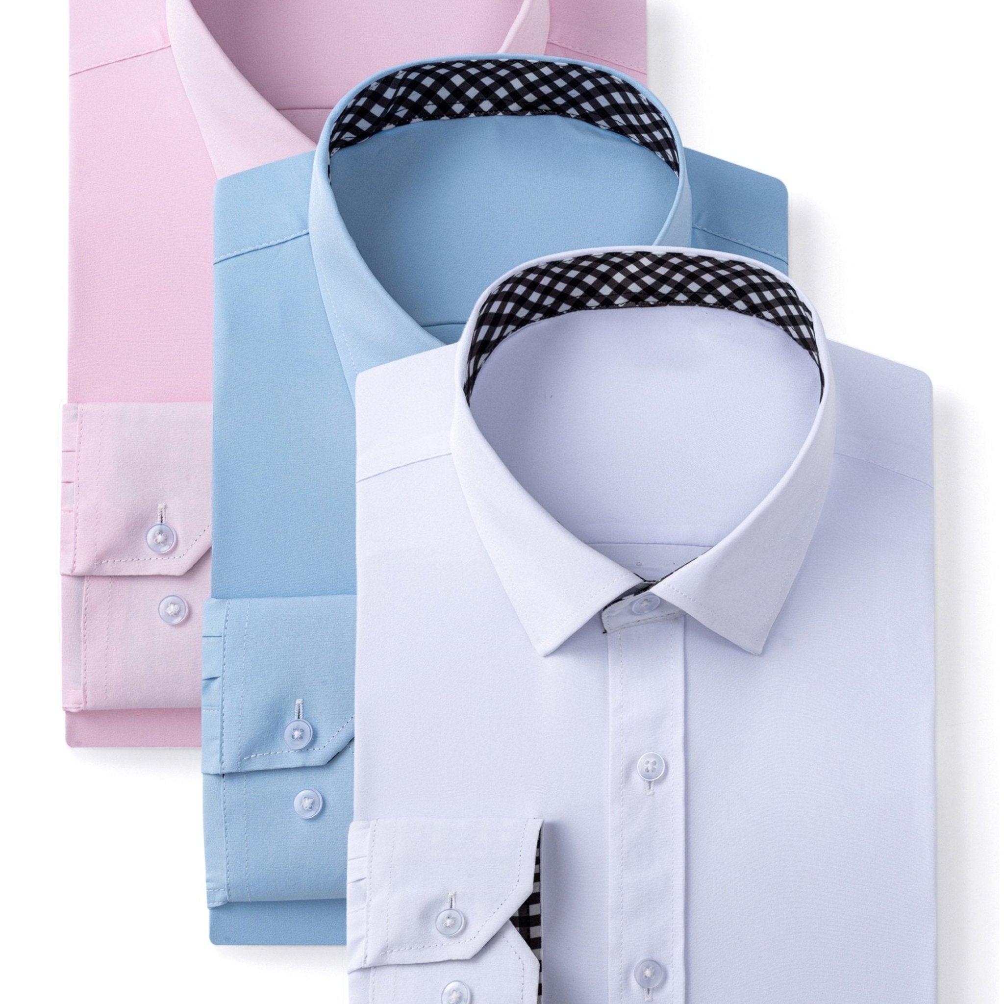 3 - Pack Men’s Long Sleeve Dress Shirts – Solid Color, Button - Up, Wrinkle - Resistant, Regular Fit - Honesty Sales