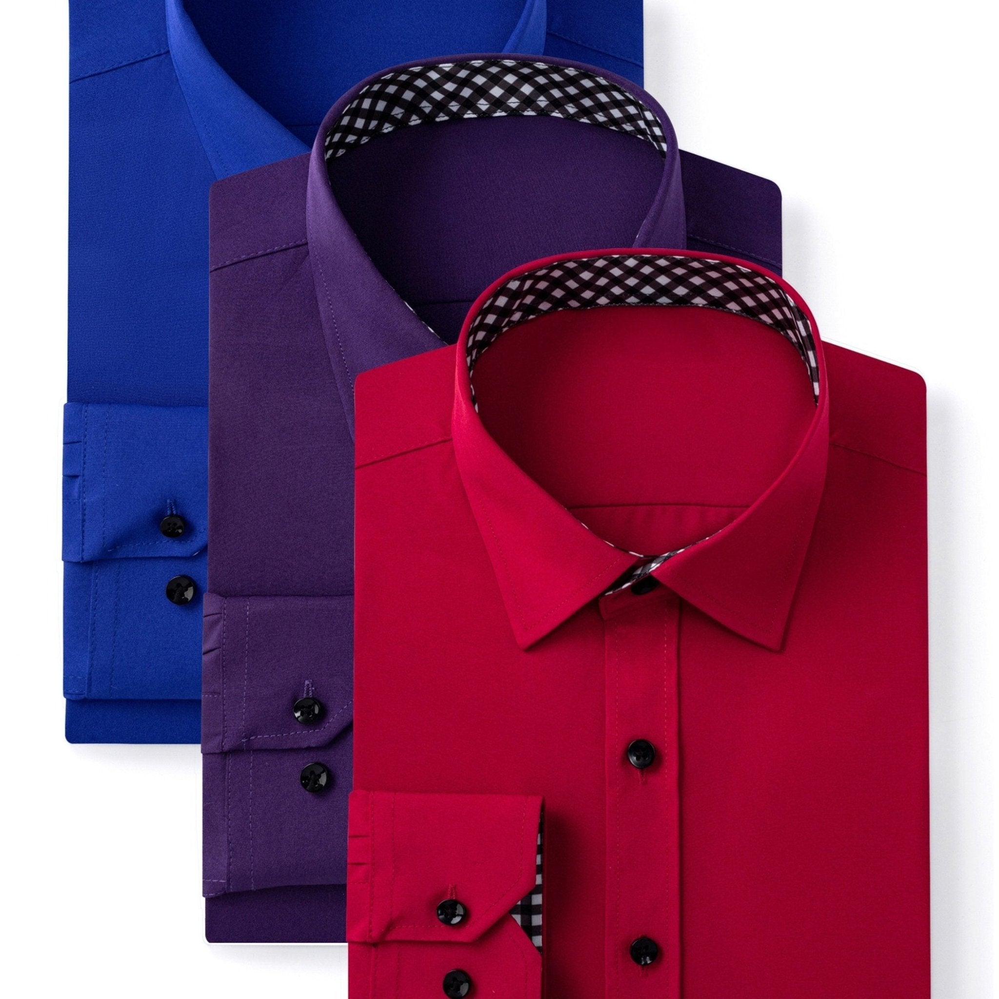 3 - Pack Men’s Long Sleeve Dress Shirts – Solid Color, Button - Up, Wrinkle - Resistant, Regular Fit - Honesty Sales