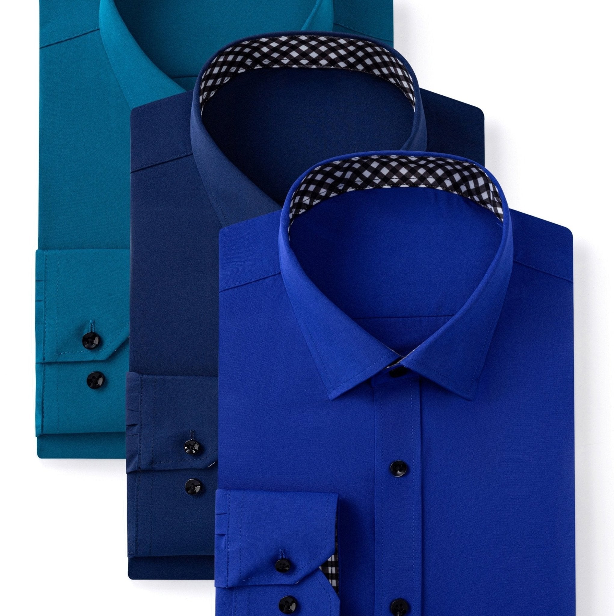 3 - Pack Men’s Long Sleeve Dress Shirts – Solid Color, Button - Up, Wrinkle - Resistant, Regular Fit - Honesty Sales