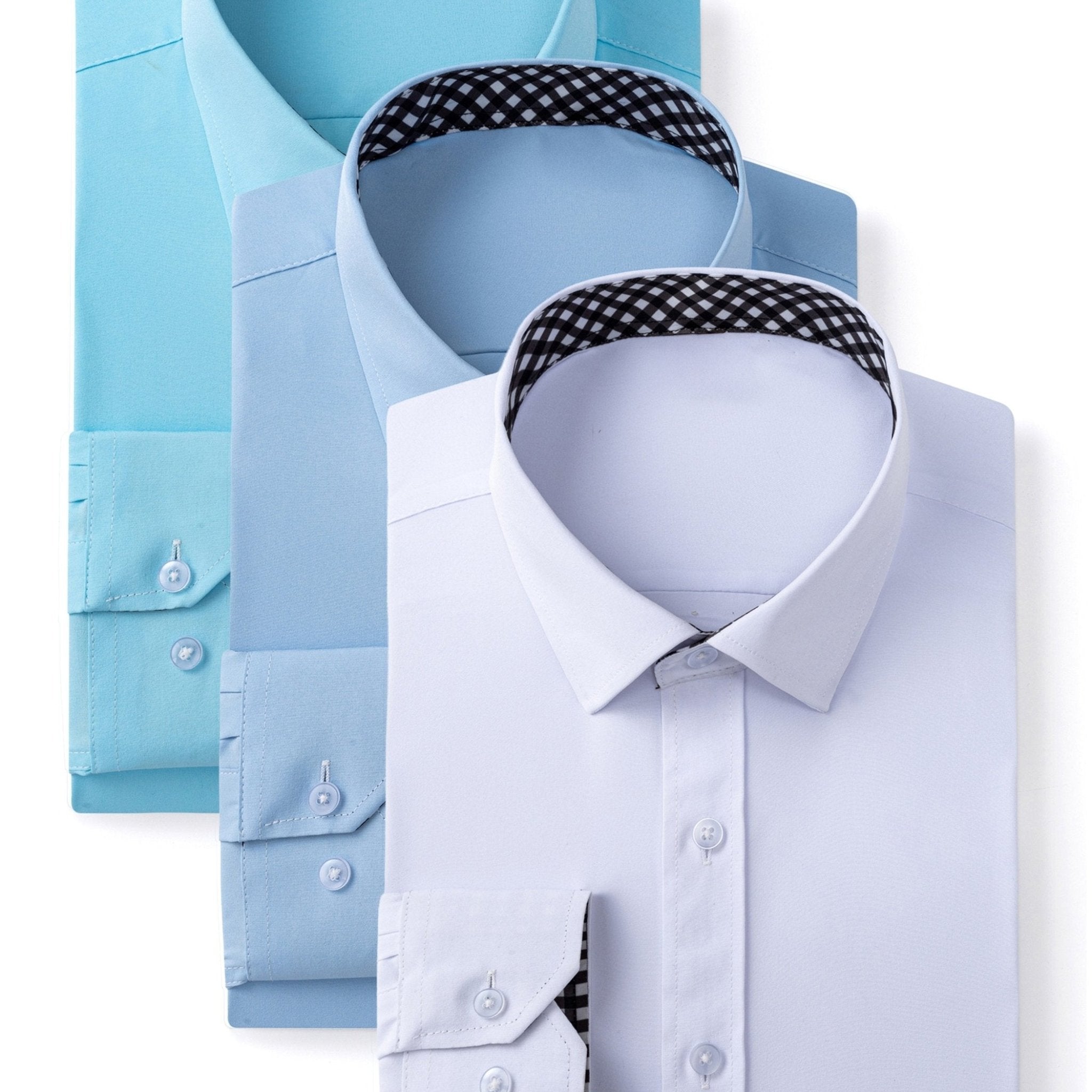 3 - Pack Men’s Long Sleeve Dress Shirts – Solid Color, Button - Up, Wrinkle - Resistant, Regular Fit - Honesty Sales