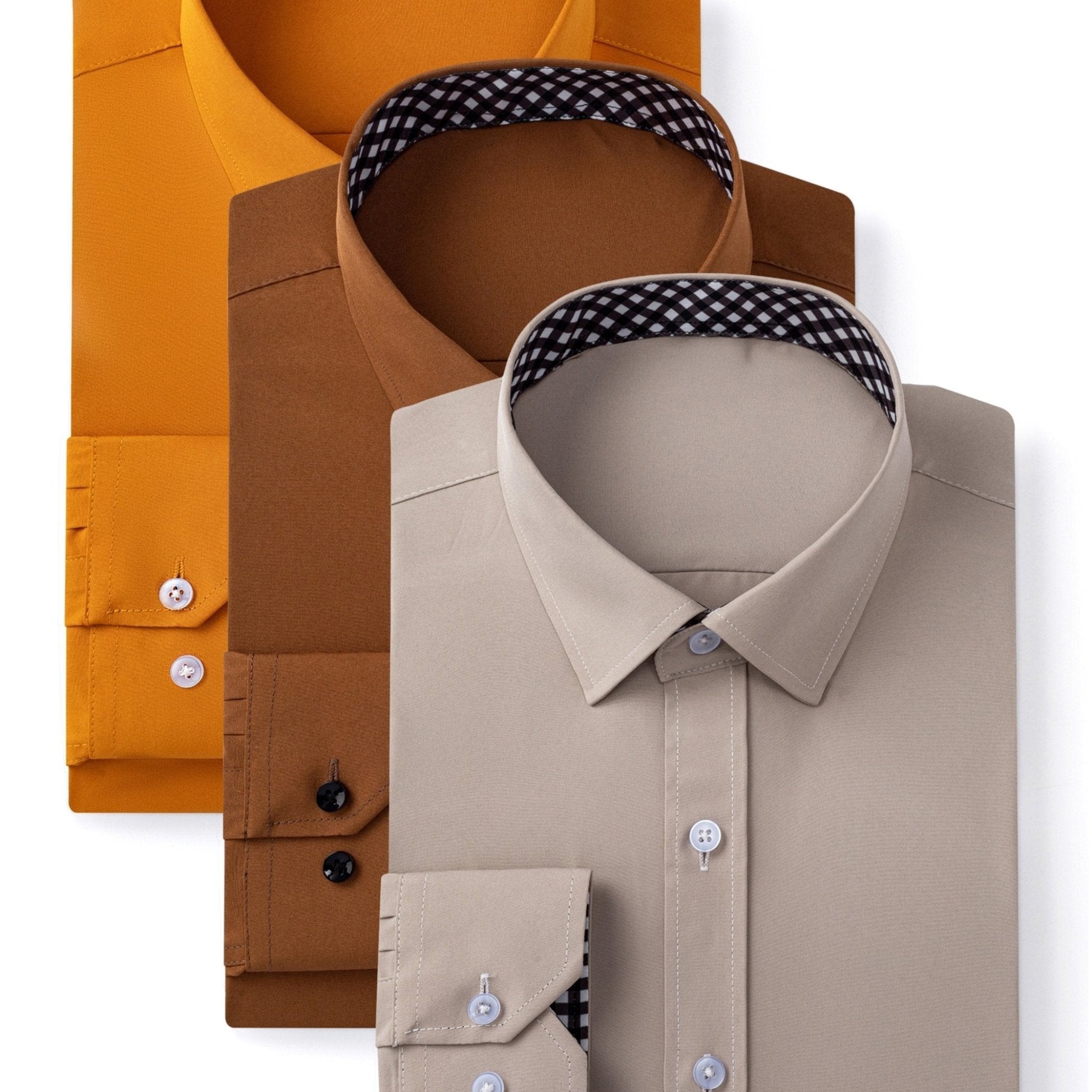 3 - Pack Men’s Long Sleeve Dress Shirts – Solid Color, Button - Up, Wrinkle - Resistant, Regular Fit - Honesty Sales