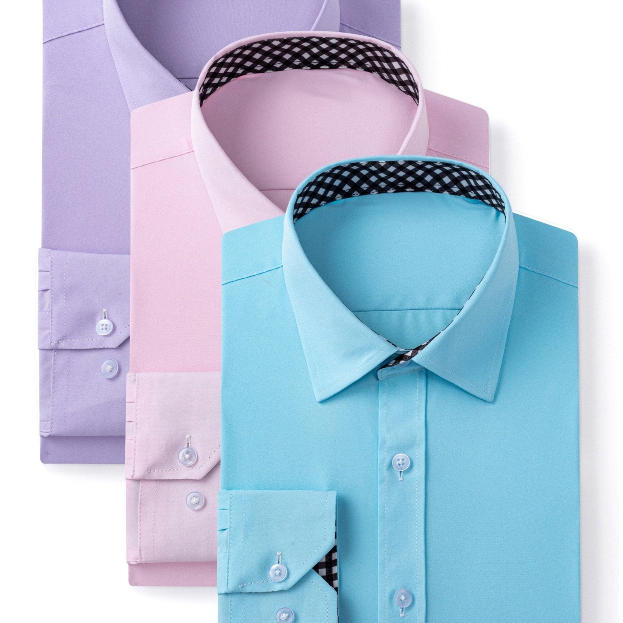 3 - Pack Men’s Long Sleeve Dress Shirts – Solid Color, Button - Up, Wrinkle - Resistant, Regular Fit - Honesty Sales