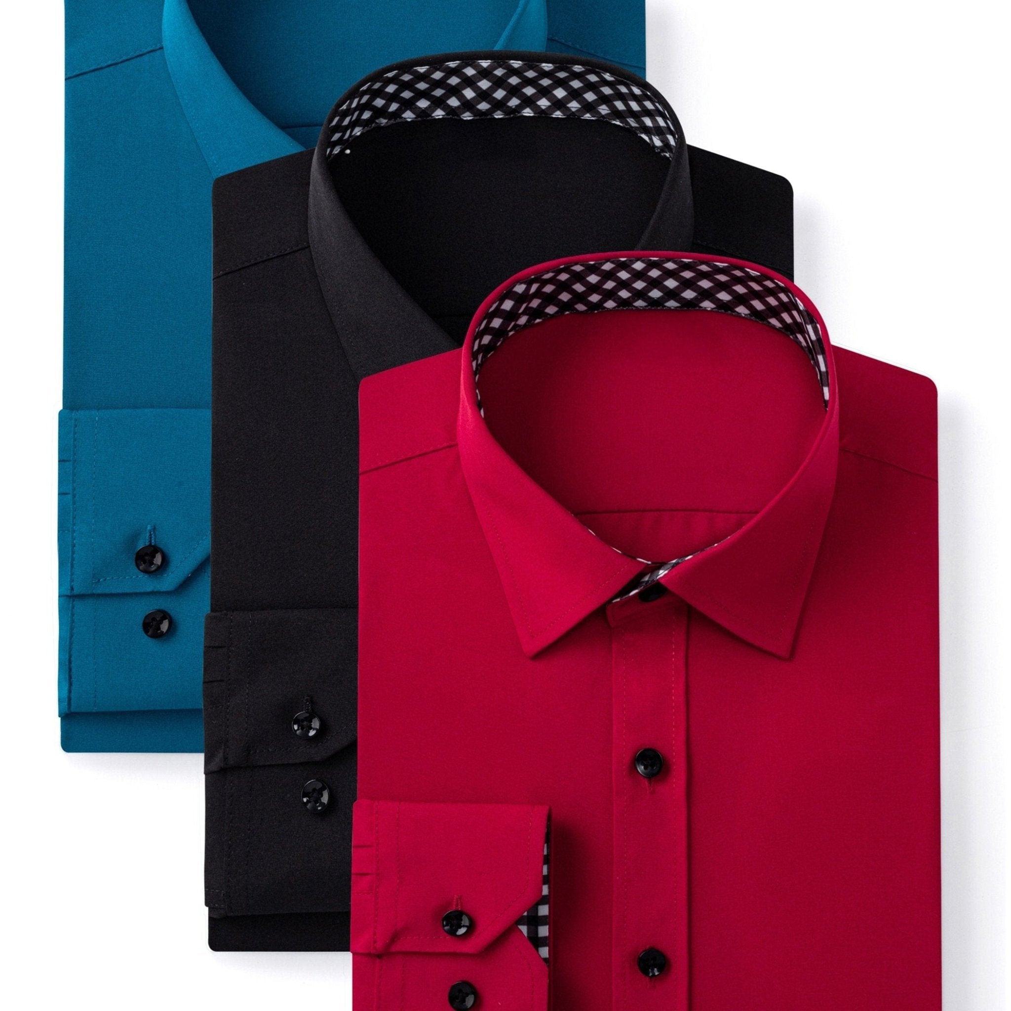 3 - Pack Men’s Long Sleeve Dress Shirts – Solid Color, Button - Up, Wrinkle - Resistant, Regular Fit - Honesty Sales