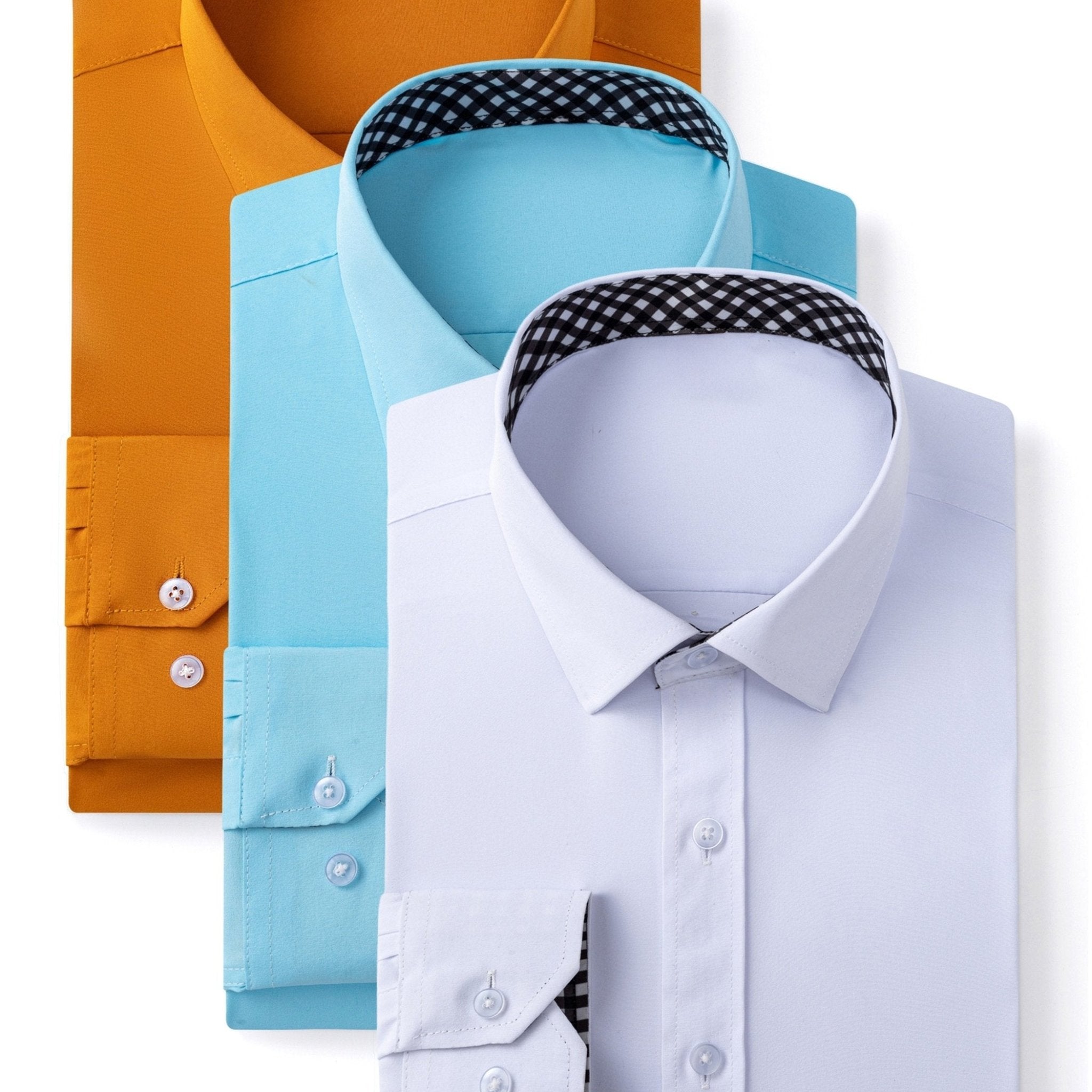 3 - Pack Men’s Long Sleeve Dress Shirts – Solid Color, Button - Up, Wrinkle - Resistant, Regular Fit - Honesty Sales