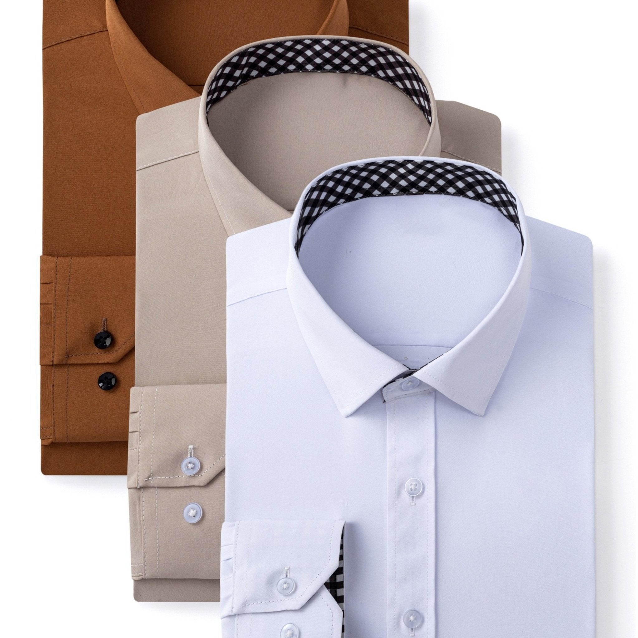 3 - Pack Men’s Long Sleeve Dress Shirts – Solid Color, Button - Up, Wrinkle - Resistant, Regular Fit - Honesty Sales