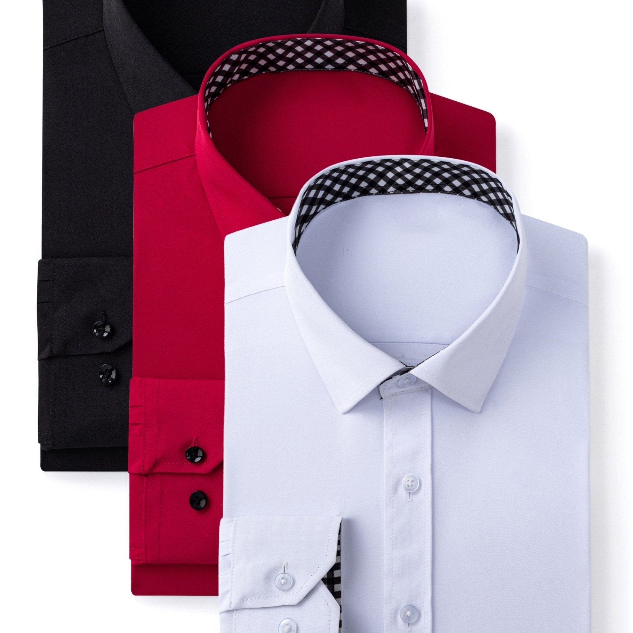 3 - Pack Men’s Long Sleeve Dress Shirts – Solid Color, Button - Up, Wrinkle - Resistant, Regular Fit - Honesty Sales