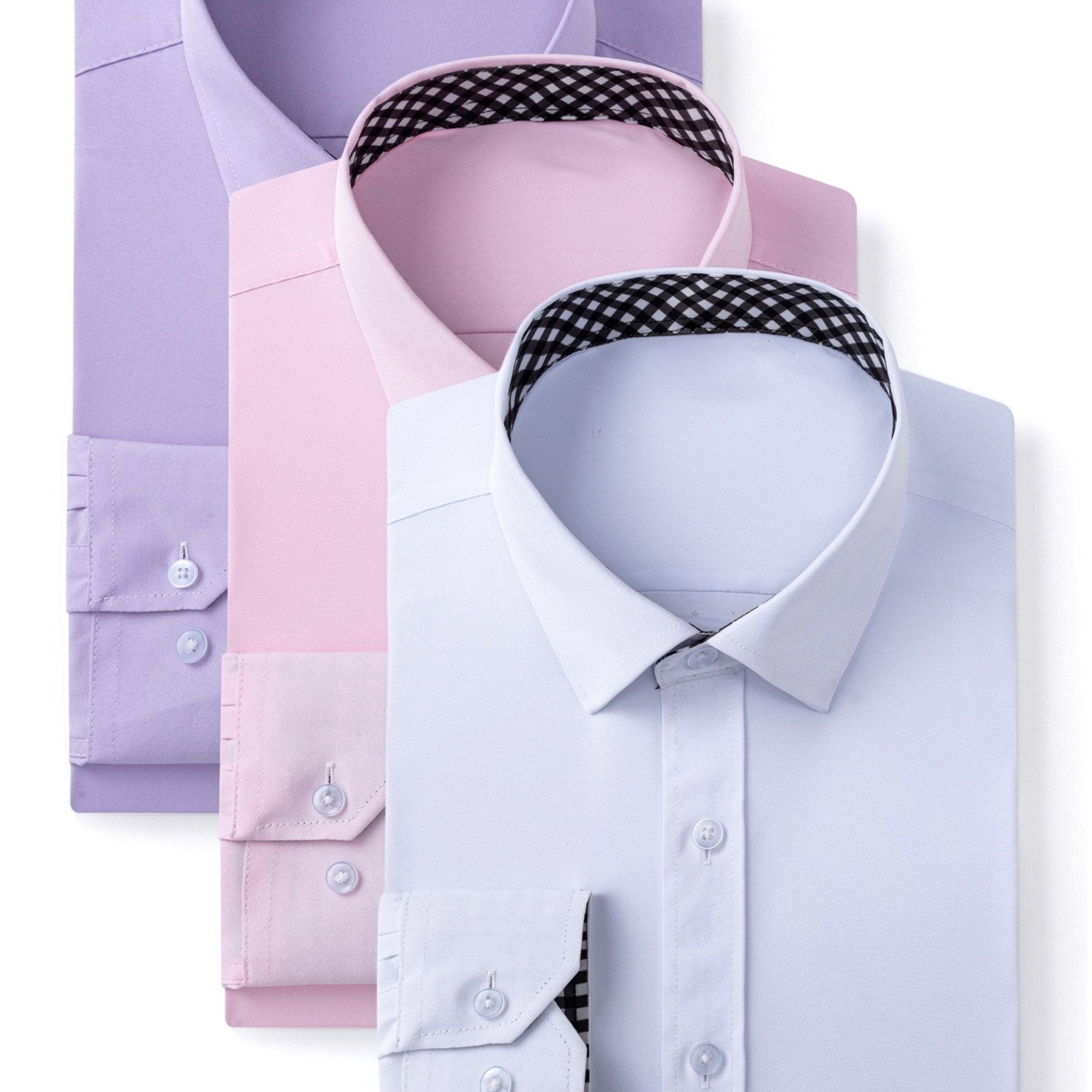 3 - Pack Men’s Long Sleeve Dress Shirts – Solid Color, Button - Up, Wrinkle - Resistant, Regular Fit - Honesty Sales
