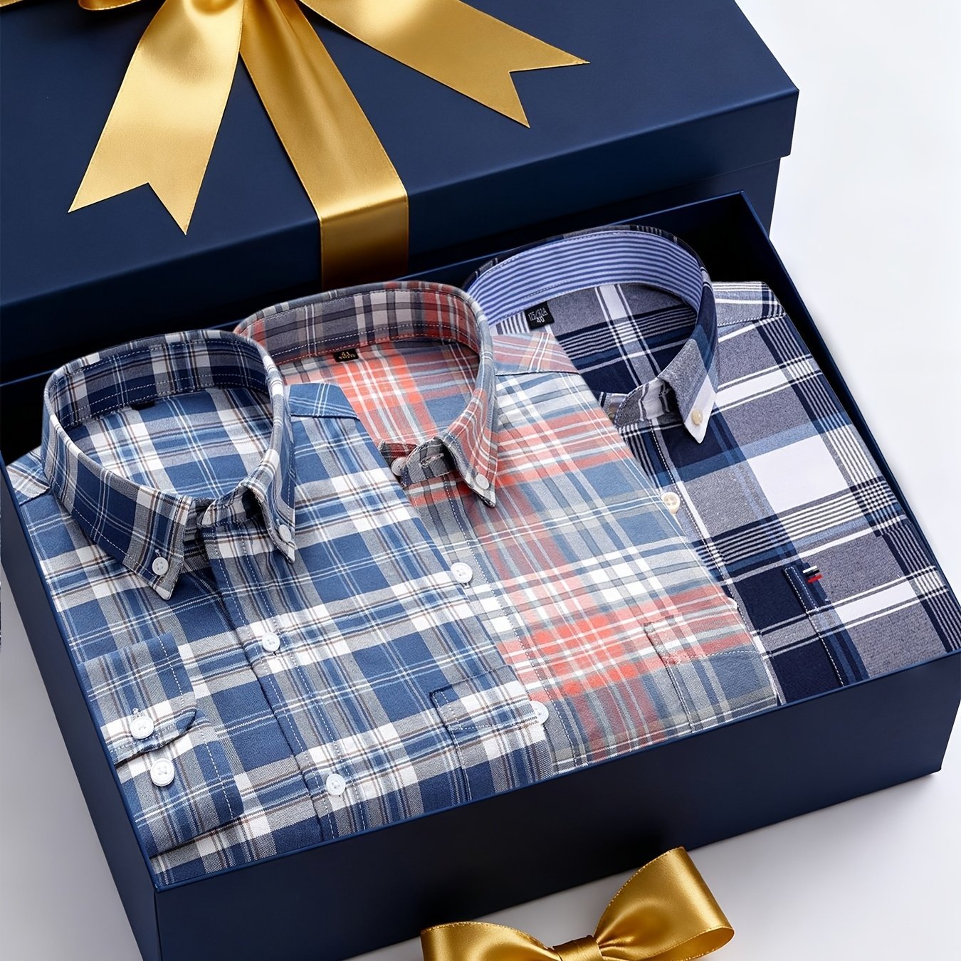 3 - Pack Men’s Long - Sleeve Oxford Shirts – Embroidered Chest Pocket, Business Casual Essentials - Honesty Sales