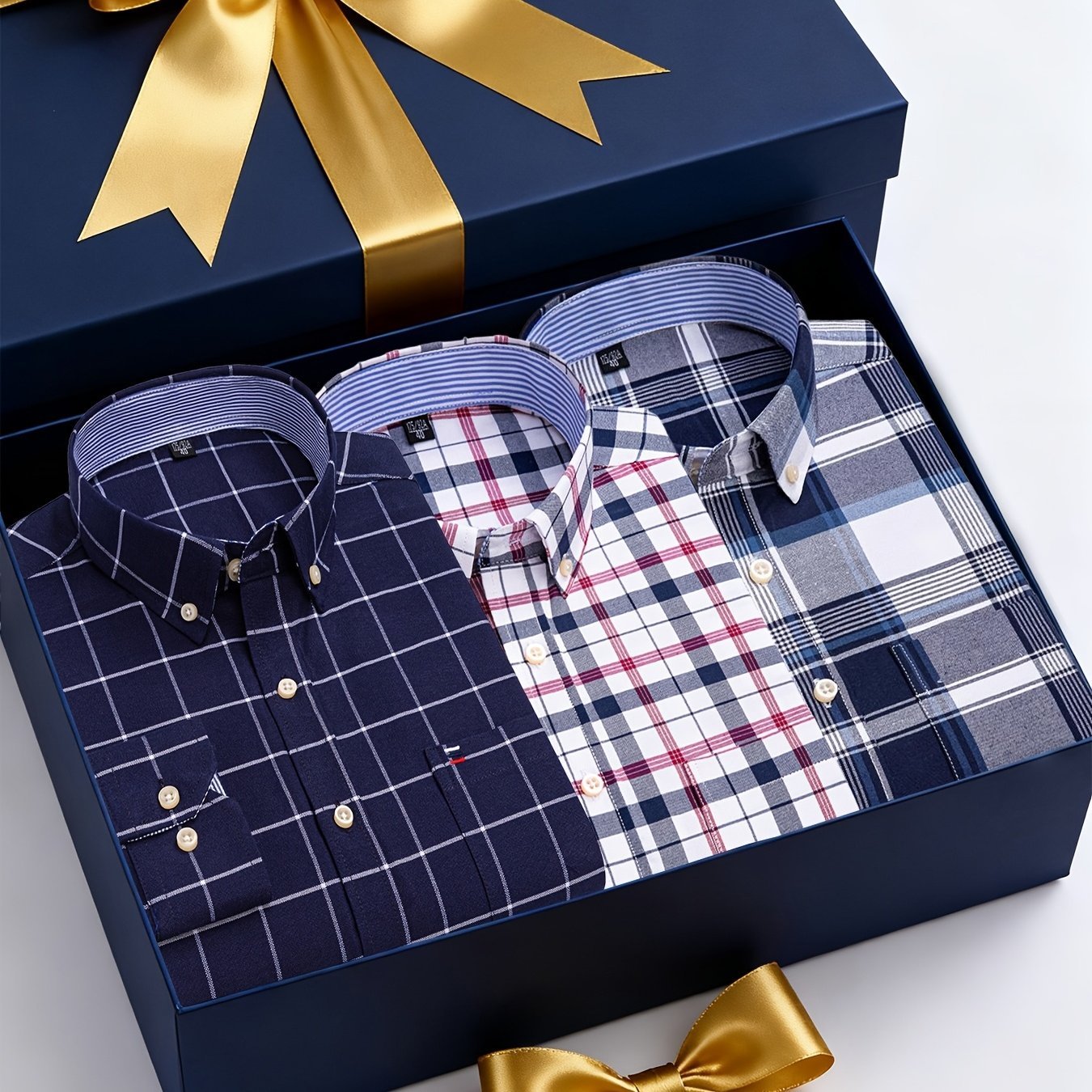 3 - Pack Men’s Long - Sleeve Oxford Shirts – Embroidered Chest Pocket, Business Casual Essentials - Honesty Sales