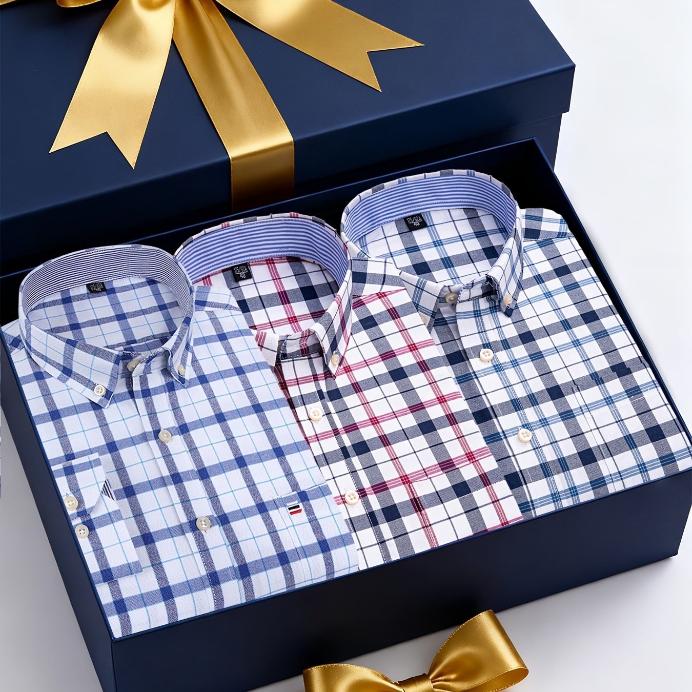 3 - Pack Men’s Long - Sleeve Oxford Shirts – Embroidered Chest Pocket, Business Casual Essentials - Honesty Sales