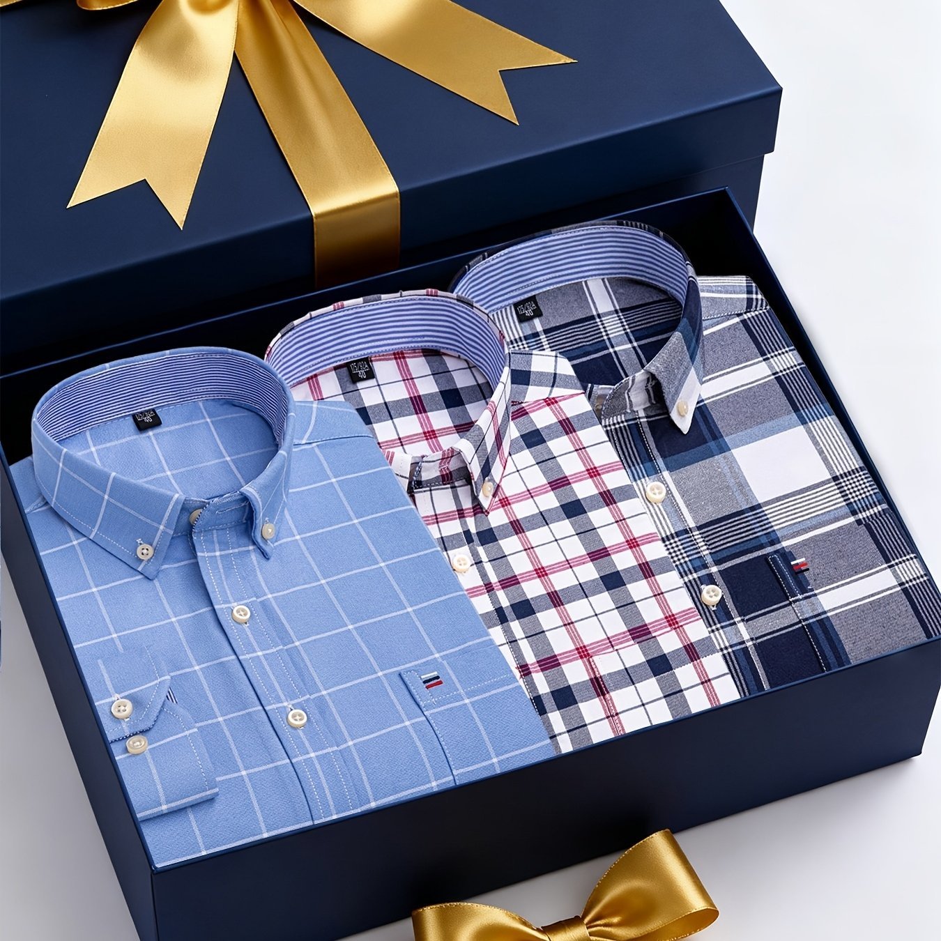 3 - Pack Men’s Long - Sleeve Oxford Shirts – Embroidered Chest Pocket, Business Casual Essentials - Honesty Sales