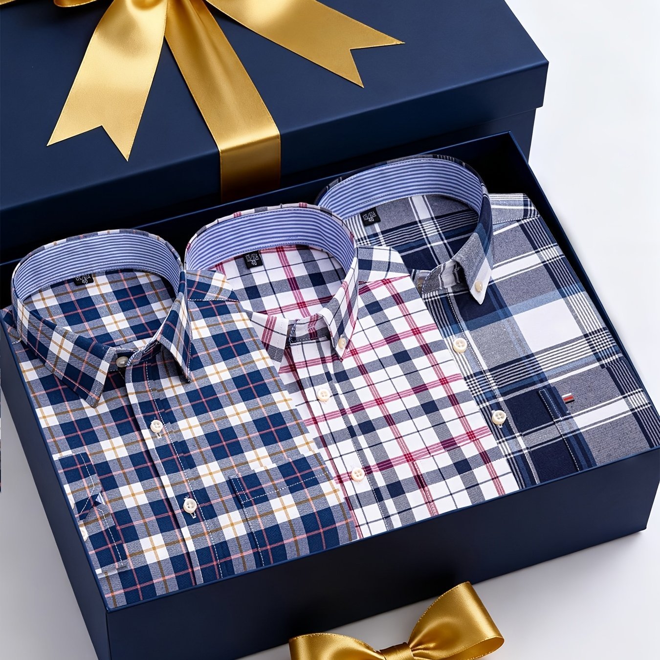 3 - Pack Men’s Long - Sleeve Oxford Shirts – Embroidered Chest Pocket, Business Casual Essentials - Honesty Sales