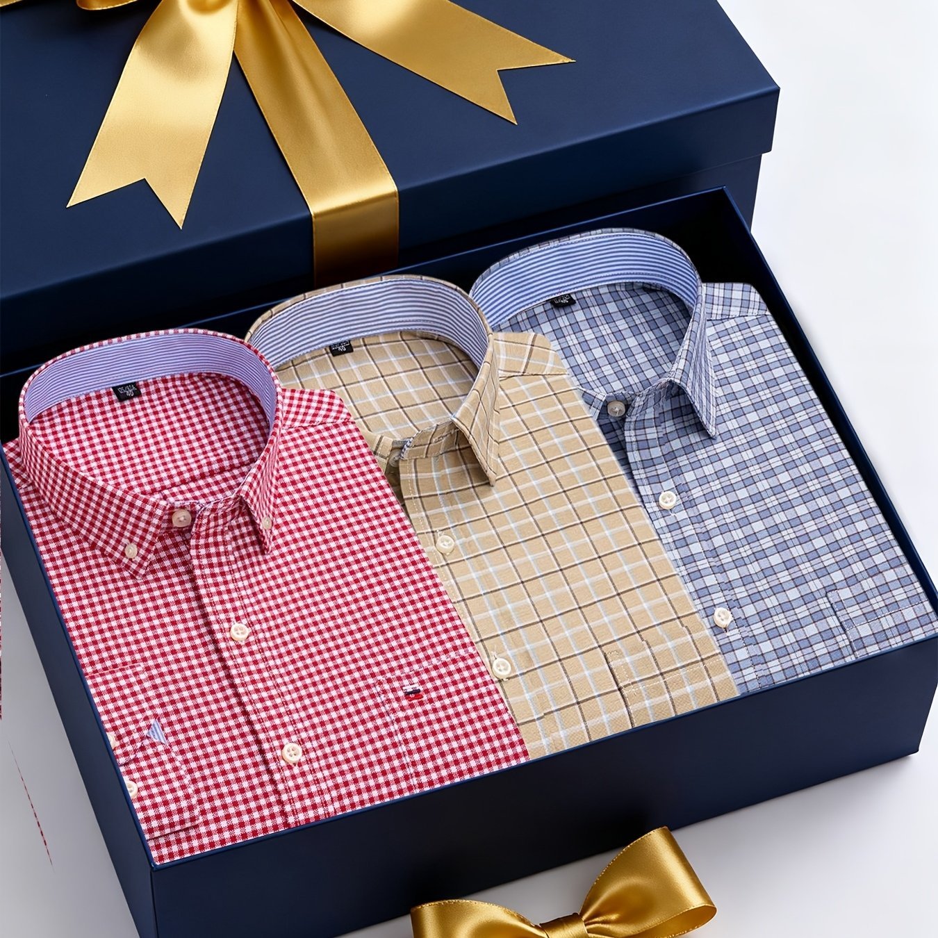 3 - Pack Men’s Long - Sleeve Oxford Shirts – Embroidered Chest Pocket, Business Casual Essentials - Honesty Sales