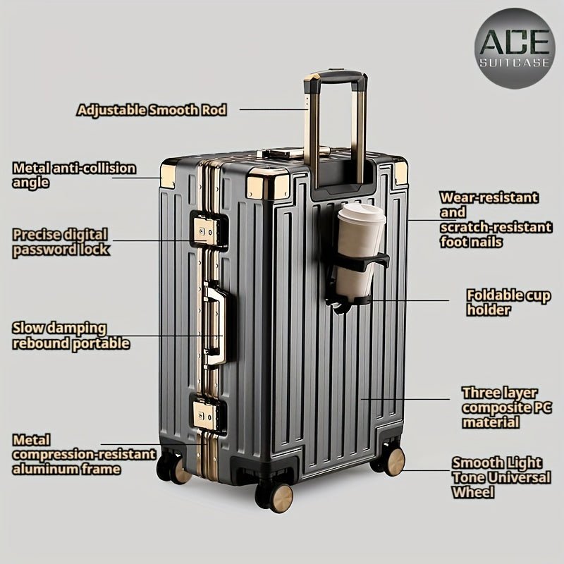 3 - Piece Luxury Travel Luggage Set – 20” & 24” Suitcases + Dry/Wet Separation Crossbody Travel Bag (Tea Gold) - Honesty Sales