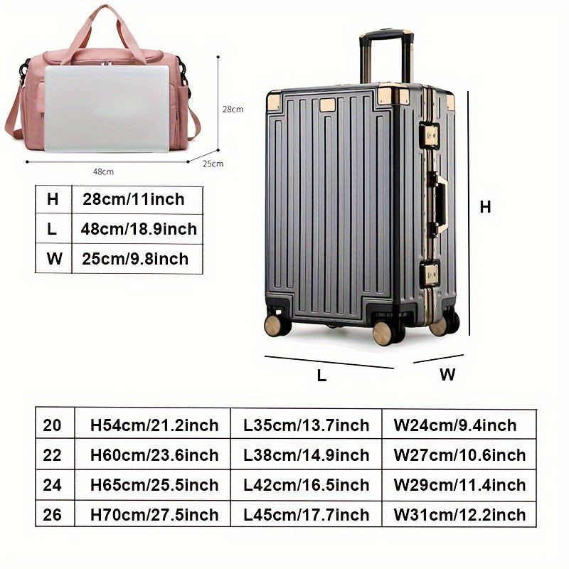 3 - Piece Luxury Travel Luggage Set – 20” & 24” Suitcases + Dry/Wet Separation Crossbody Travel Bag (Tea Gold) - Honesty Sales